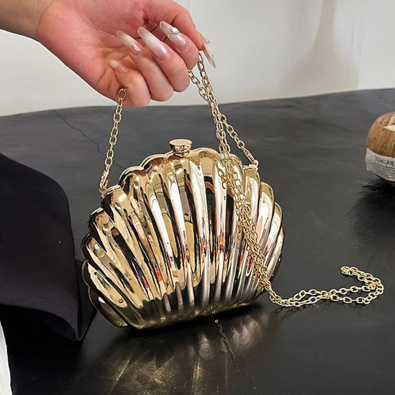 Bolso de noche con carcasa metálica para mujer, bandolera de lujo de alta calidad para fiesta, 2024