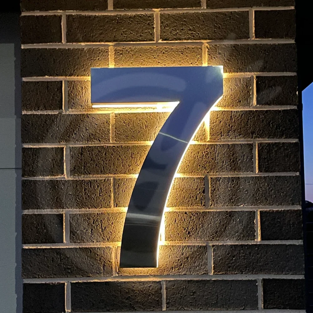 

Custom LED Home Sign Metal Letters for Business Storefront Waterproof Illuminated Backlit House Number Outdoor Signage