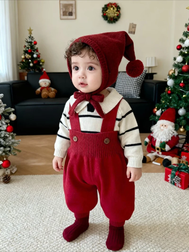 Baby's Casual Soft Rompers Autumn Knitted Strappers Korean Baby Jumpsuit Girl and Boys Knitted Bodysuits & One-Pieces