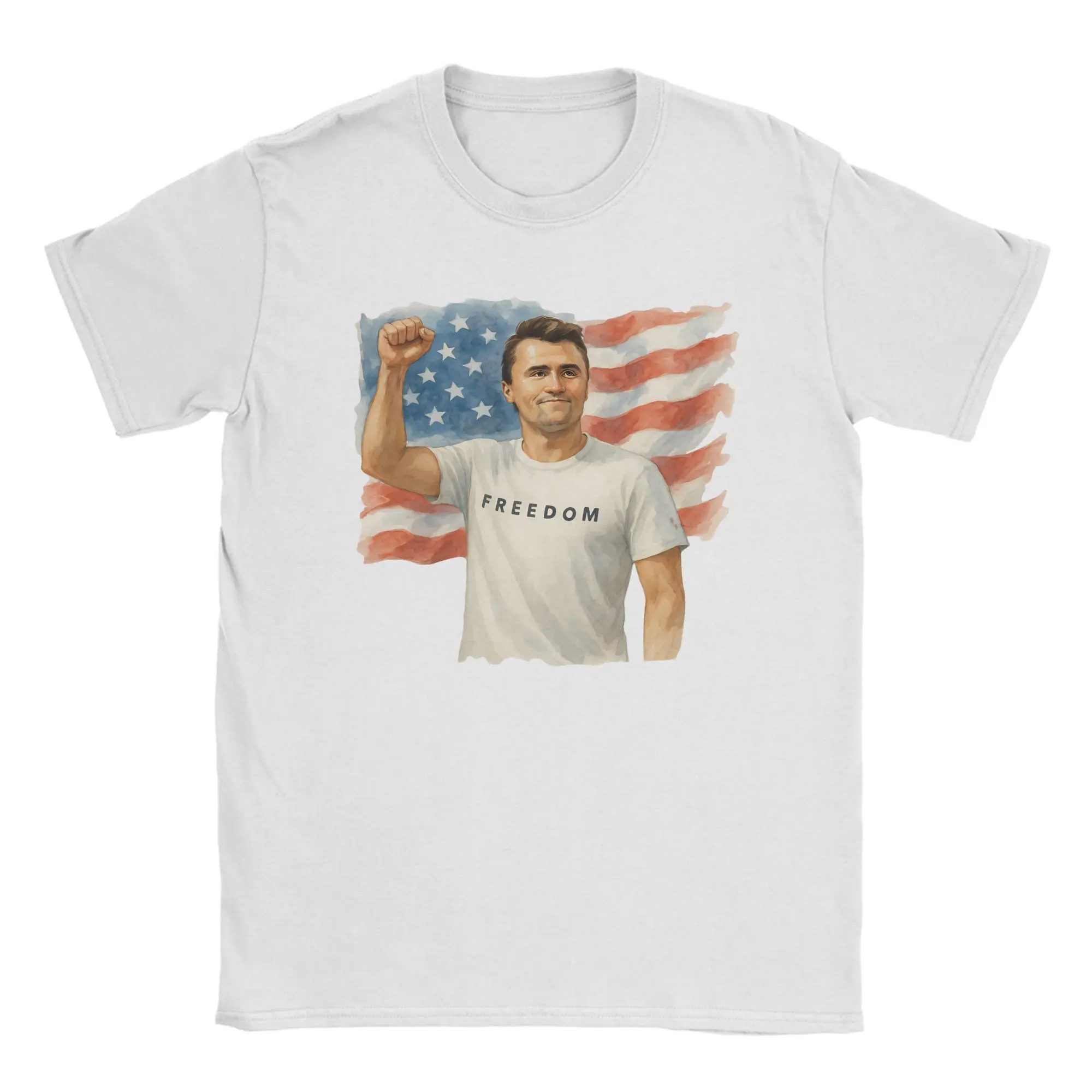 

Vintage Charlie Kirk Freedom T-Shirts Men Crew Neck 100% Cotton T Shirts Short Sleeve Tee Shirt Plus Size Clothing