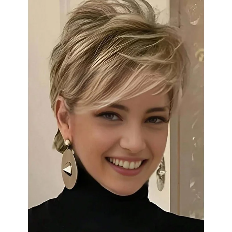 

Новый модный короткий смешанный цветной парик для женщин с челкой, подходящий для ежедневного использования