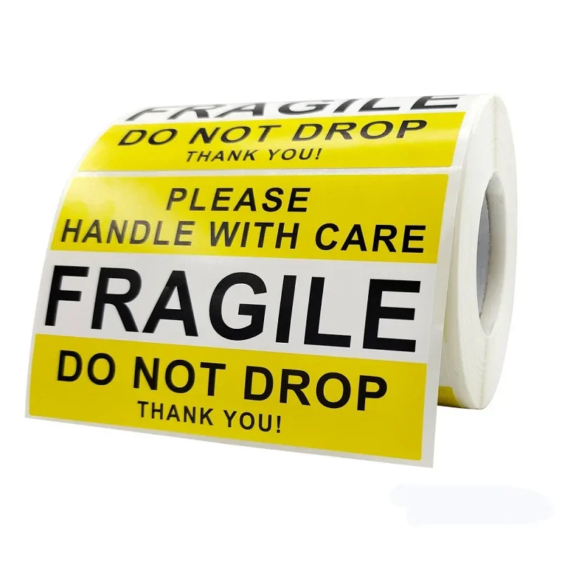 New 2.5x4 Inch/500pcs "Handle With Care Fragile DO NOT DROP Thank You" Warning Sticker Fragiles Caution Packaging Transportation