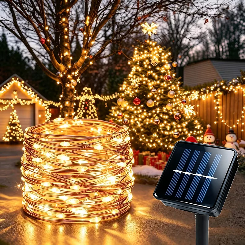 LED Solar Copper Wire Fairy Lights Outdoor Yard Christmas Decoration Solar String Lights Outdoor Waterproof Garden Decor Light