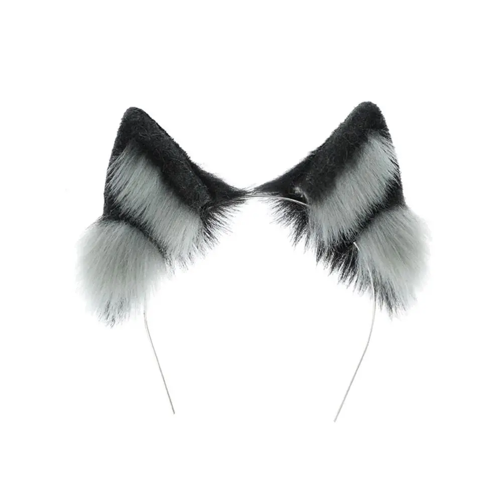 Serre-tête en peluche avec oreilles de chat et de loup, bandeau doux en coton, 20cm, noir et blanc, T64.Idol Butter, vêtements de sauna