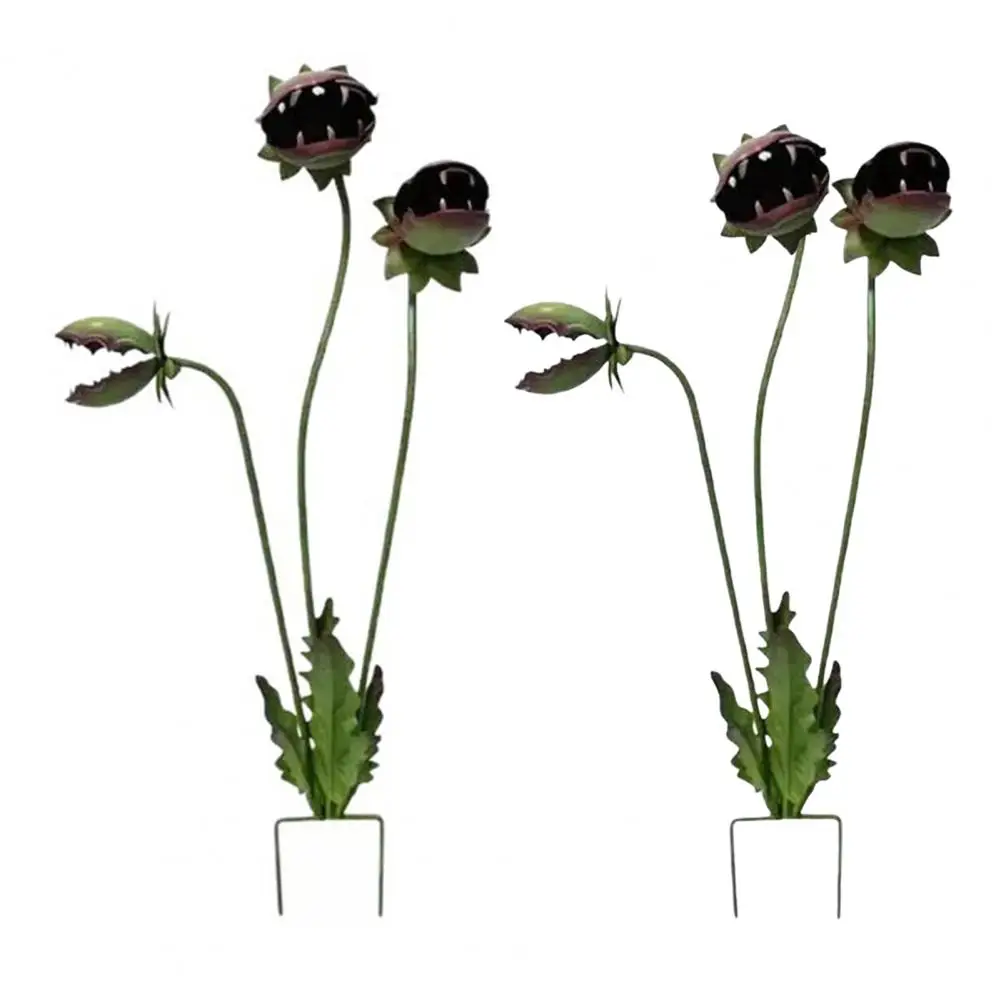 

Metal Carnivorous Plant Garden Stake Handmade Rainproof Yard Sculpture for Flower Beds Patios Planters Garden Stake Decoration