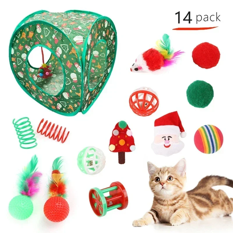 Interactive Plush Pet Toy Set Christmas styles Pet Cat Toys Hamsters Sound Making Old Hamster Toy Cat Accessories #