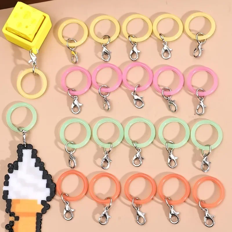 10-200pcs Fashion Colourful O‑shaped Silicone Rings Keychain High Elastic Lobster Clasp Connector Jewelry DIY Making Accessories