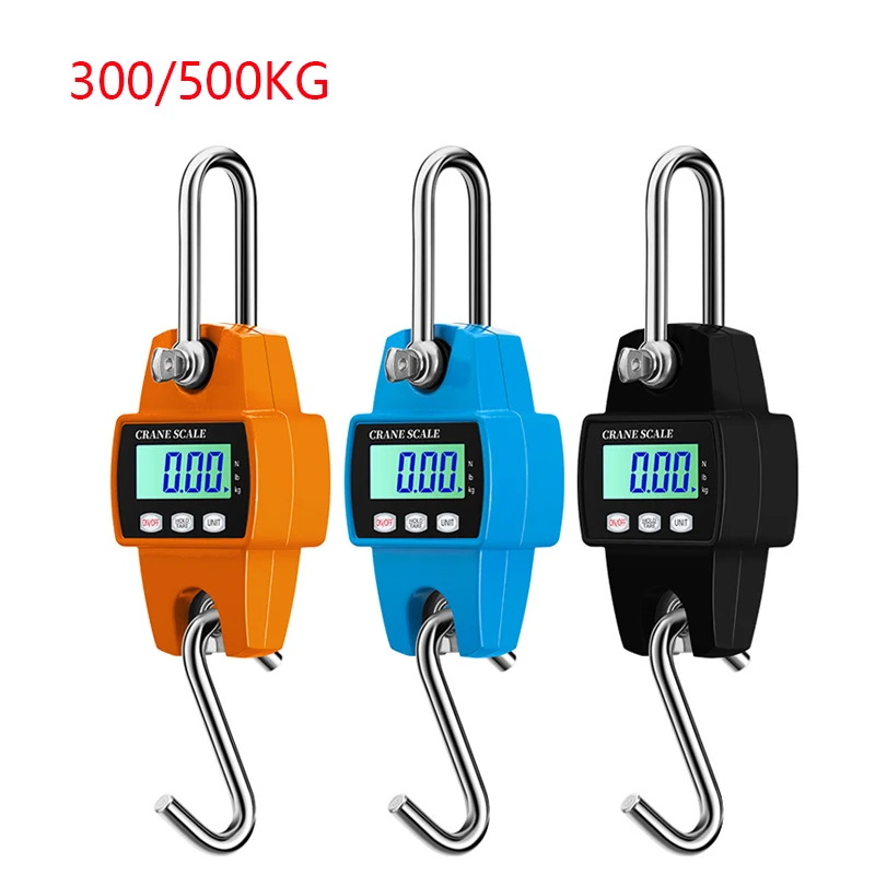 300KG 500KG Digital Hanging Scale High Precision Crane Portable Electronic Stainless Steel Hook LCD Hanging Scale