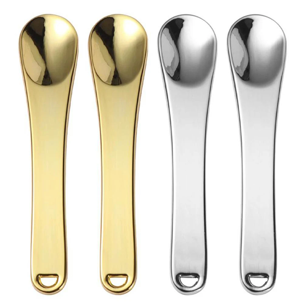 High quality Silver curved scoop Gold Eye massage stick Mask Cream Spoon Cosmetic Spatula Eye Cream Stick Metal Cosmetic Spoons