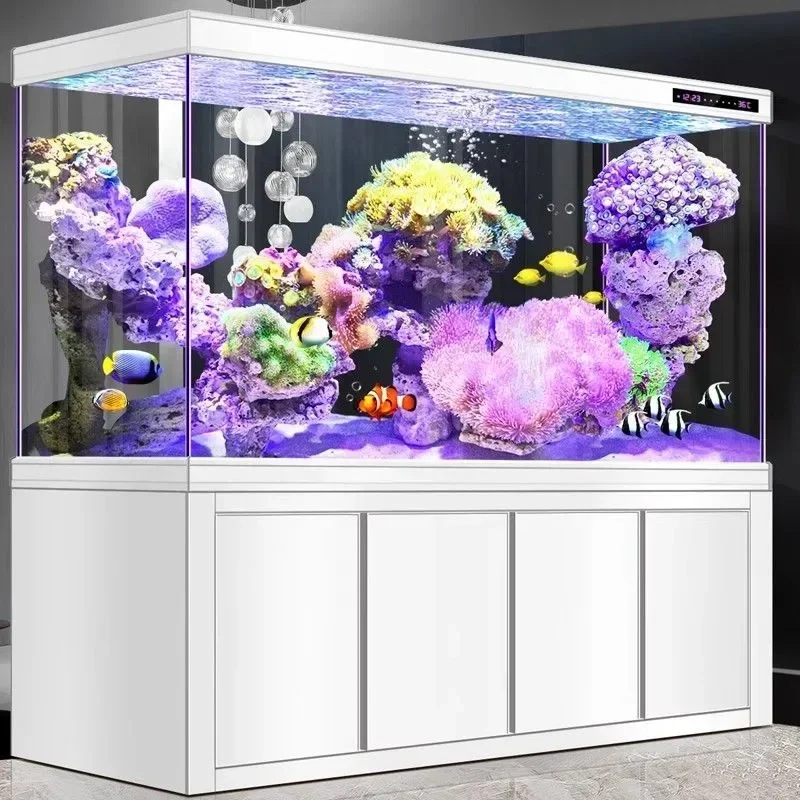 A  Medium and large living room Home office Ecological water-free fish tank Aquarium bottom filter Ultra-white glass