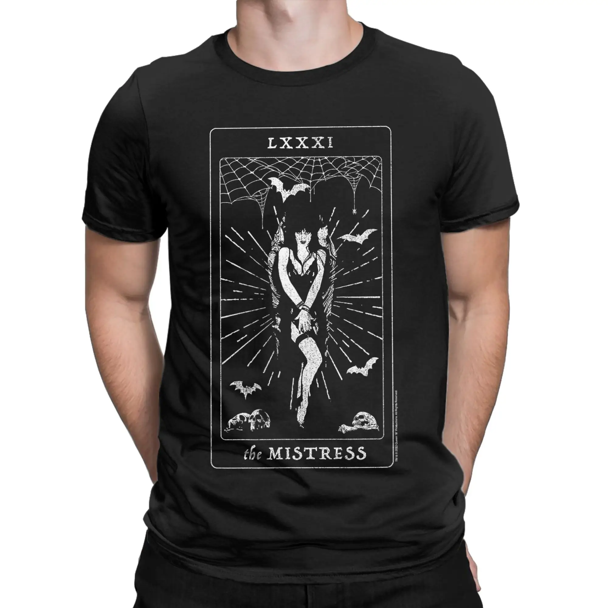 Elvira  Mistress of The Dark Mistress Tarot Card T-Shirt Summer  100% Cotton T-Shirts For Adult Short-Sleeve Funny Clothing
