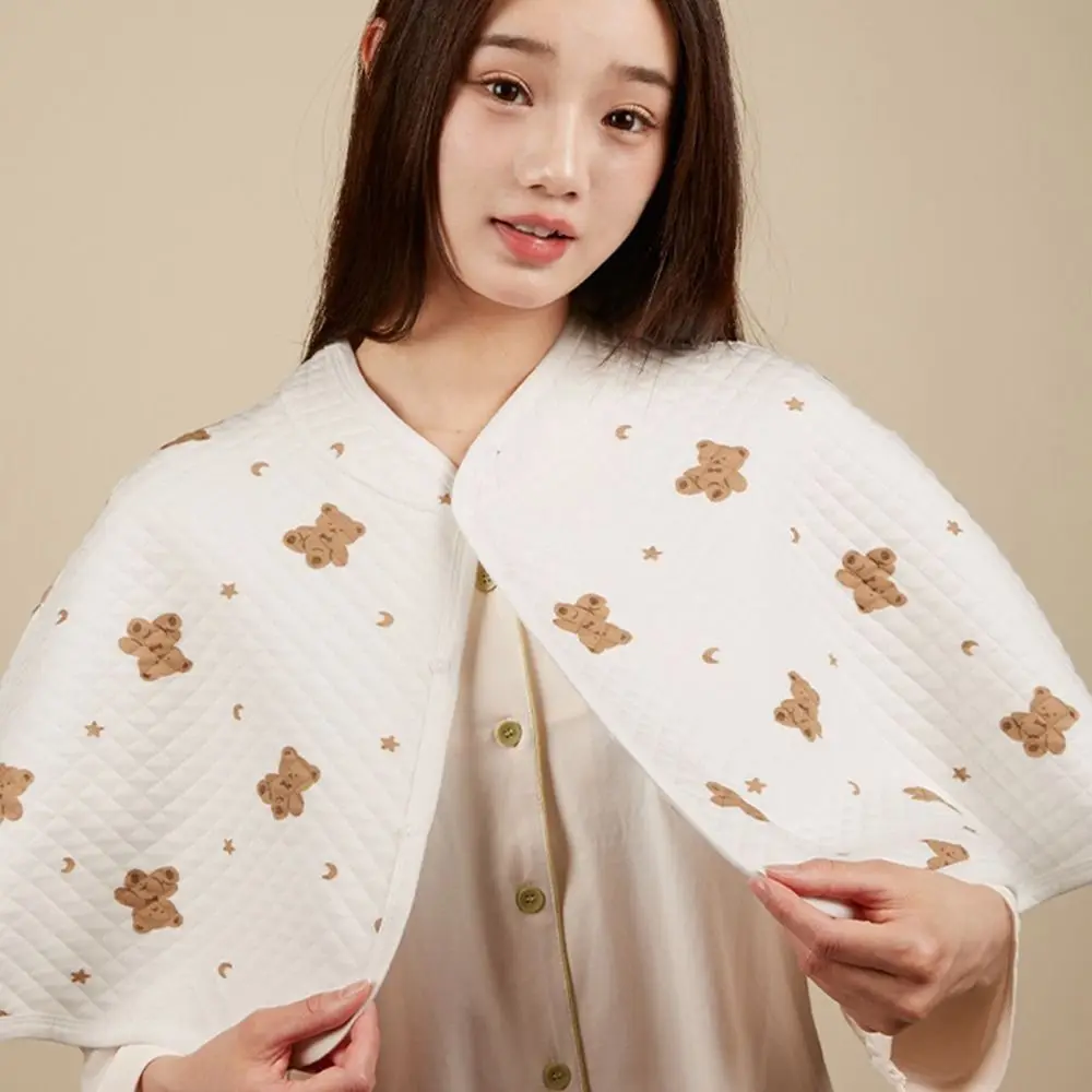 Coperta per mantello per madre in cotone stampato floreale Copertura per allattamento traspirante Copertura per allattamento al seno Mantieni caldo Morbido scialle per mamma cartone animato