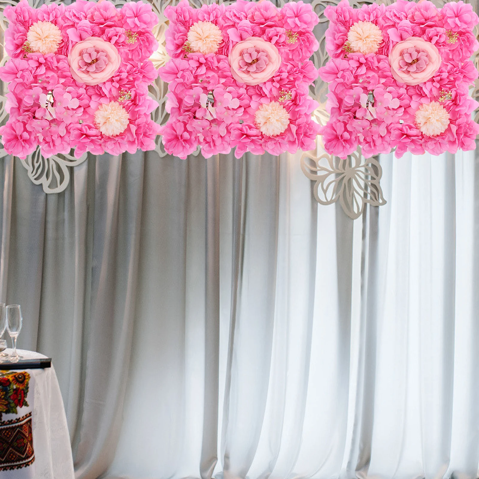 

Artificial Rose Panel Decor Backdrop for Wedding Home Artificial Flower Wall Panel Garden Plastic Flowers Long