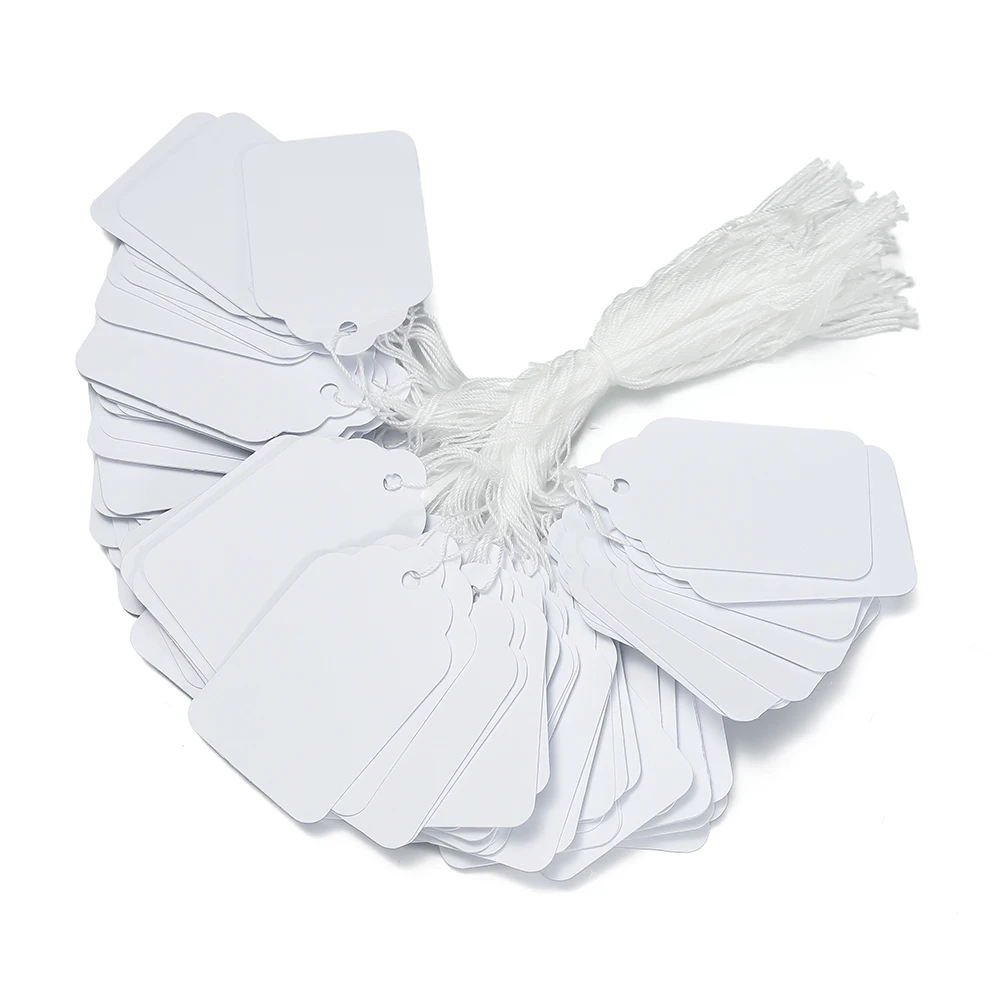 100 teile/los Preis Label Tags String Krawatte Uhr Schmuck Display Waren Preis Label Papier Karten Rechteckige Blank Preis Tag – Detail 2
