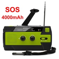 SOS Alarm Radio Emergency Hand Crank Solar Radio with LED Flashlight  AM/FM NOAA Portable Weather Radio with 4000mAh