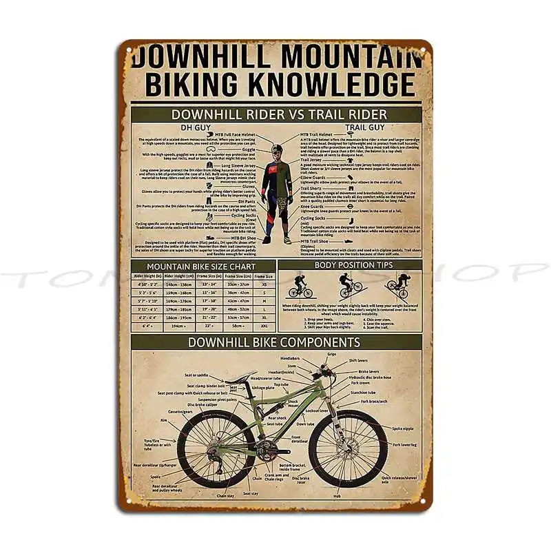 Downhill Mountain Biking Knowledge Metal Plaque Cinema Designing Vintage Pub Custom Tin Sign Poster