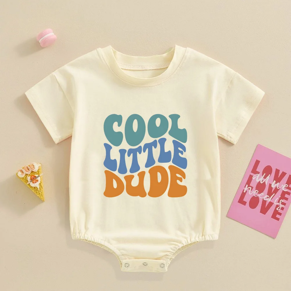 Cool Little Dude Baby Bubble Romper Baby Shower Gift Cute Toddler Boy Oversized T-Shirt Rompers Clothes Little Dude Bodysuit