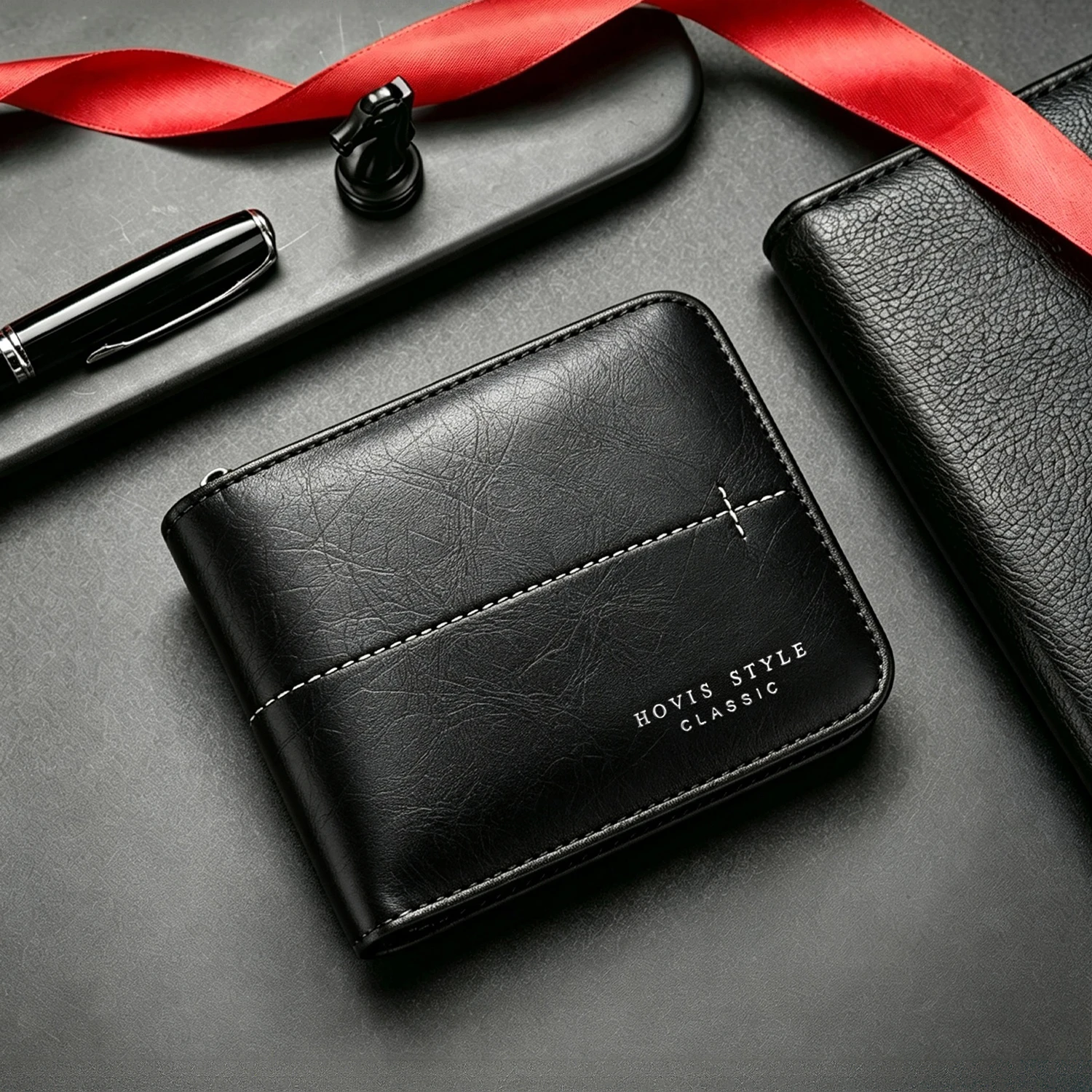 Men's Vintage PU Leather Bifold Short Wallet, Zipper Around Purse with Coin Pocket, Multi Card Slots ID Window Business Wallet