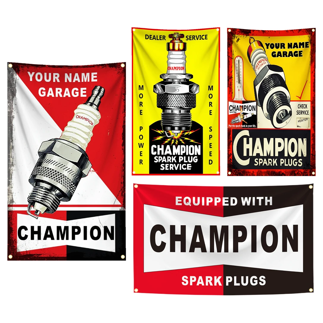 Флаг-баннер C-Champions Spark Plugs Aoto Moto из полиэстера с цифровой печатью для декора стен гаража