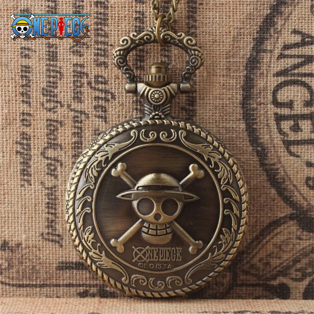 One Piece Retro Pocket Watch Luffy Skeleton Pocket Watch One Piece Anime Peripheral Old Style Flip Pocket Watch Gift