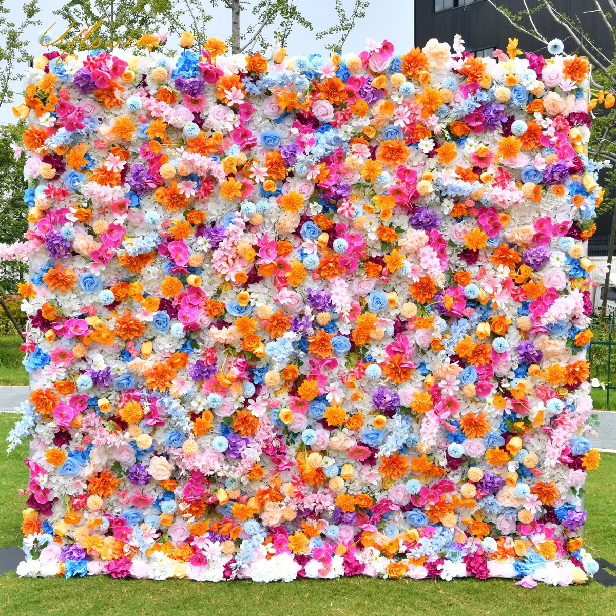 Uflower 5D Wedding Autumn Rose Artificial Flower Wall Flower Row Arch Backdrop Fabric Floral Event Party Prop Floral Arrangement