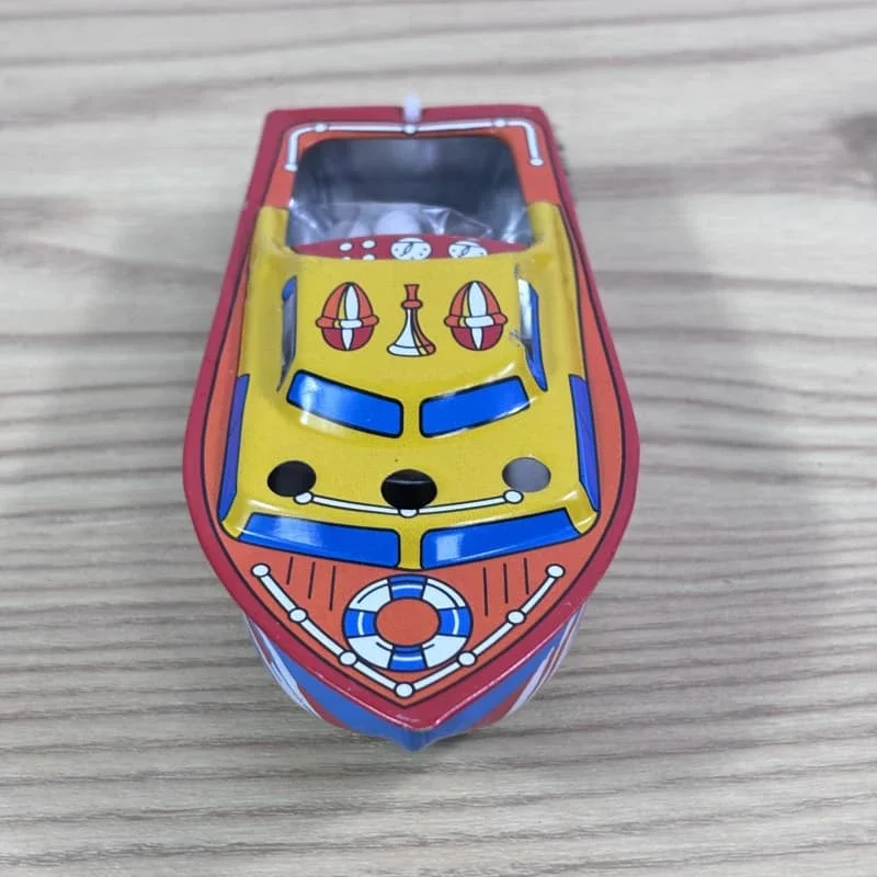 Mechanical Toy Retro Wind Up Toy Metal Tin Figures Model  Kids Gift The Steam Boat Ship Clockwork Toy