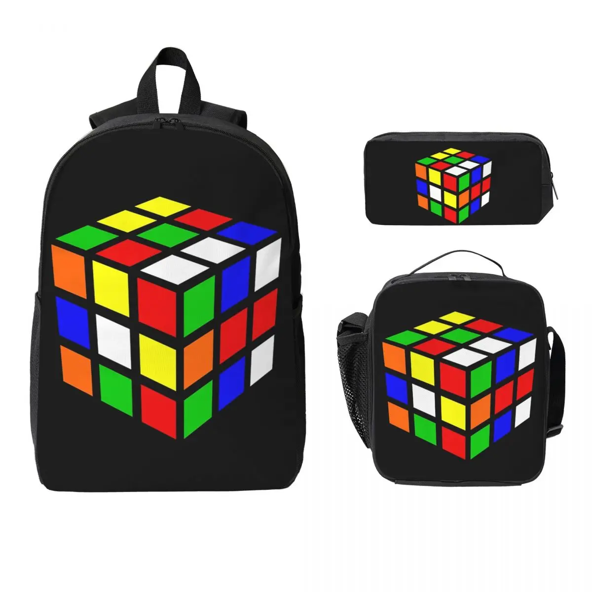 Magic Cube Backpack Student BookBag School Bag Laptop Shoulder Bags 3ps Insulated Lunch Bag Pencil Case