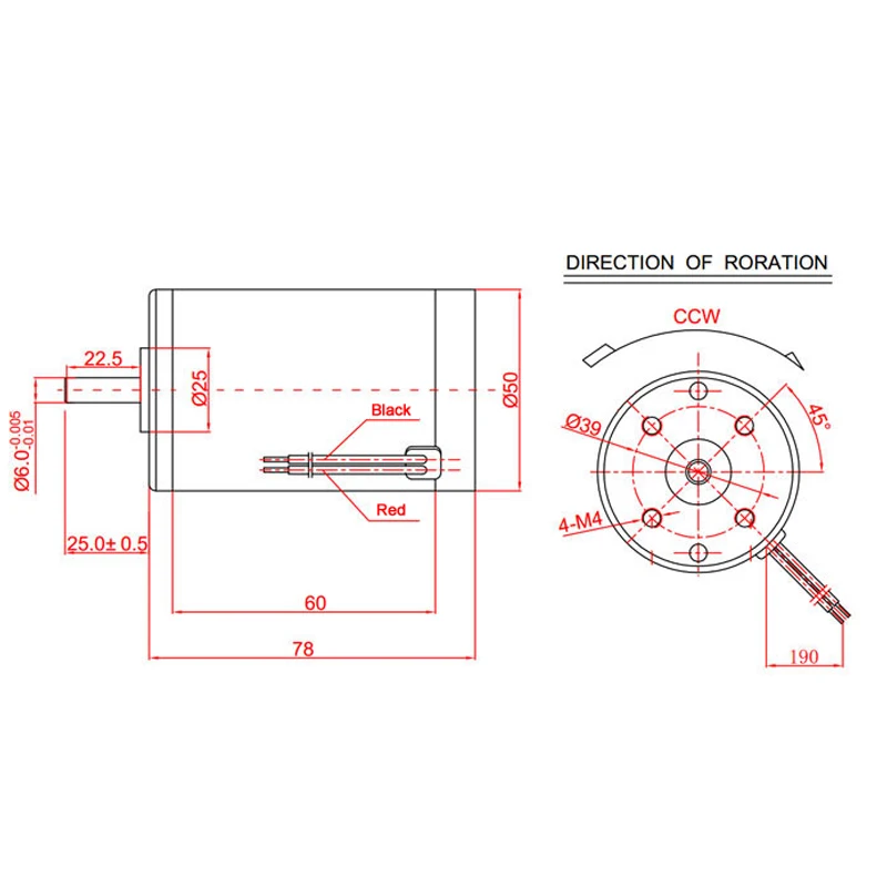 High Speed 12V 24 Volt 50mm small Electrical Brushed DC motor