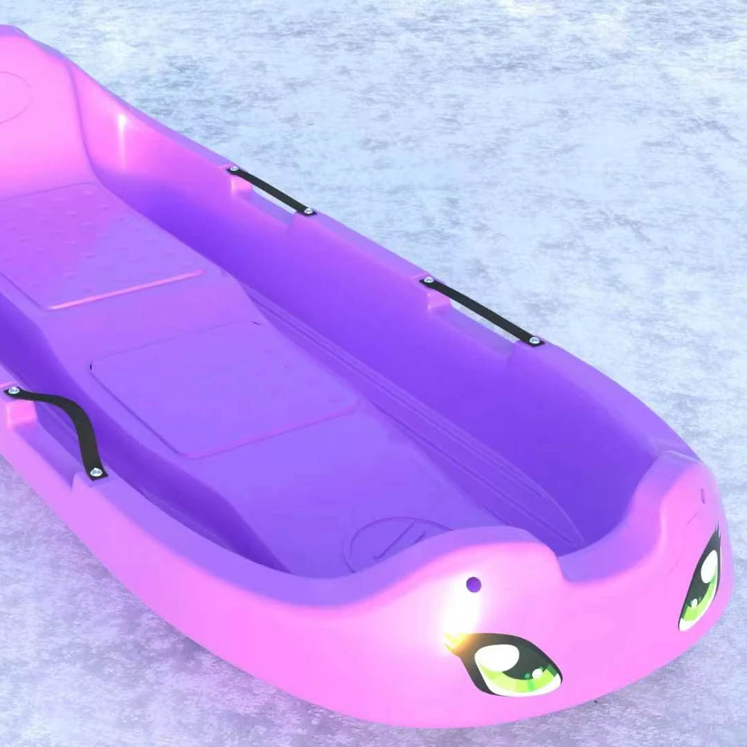 Manufacture Custom Snow Sledge Supply Multi Colors Plastic Sleds Tubes Outdoor Winter With Pulling Rope For Kids Adult