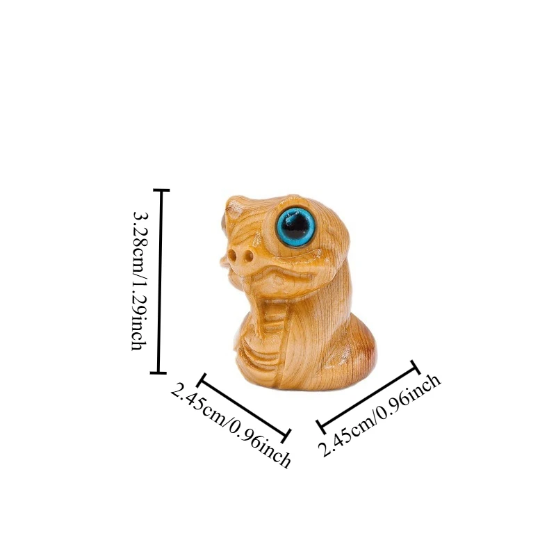 1 PC Wood Carved Chinese Zodiac Snake Figurine Handheld Piece Year of The Snake Study Office Desk Craft Ornament DIY Decoration