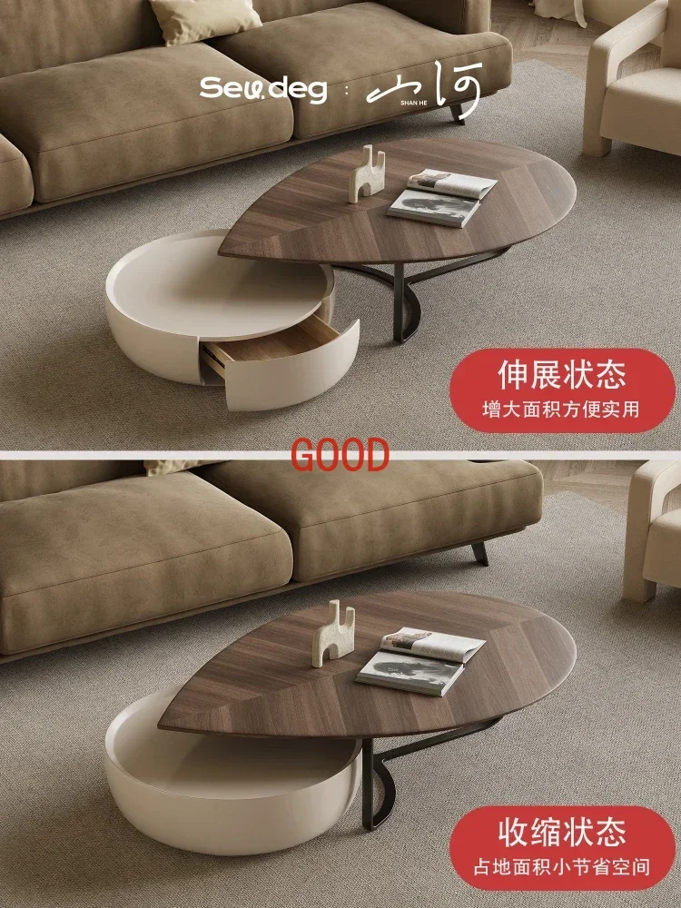 Living Room Home Italian Minimalist Design Creative High-End Special-Shaped Glass Tea Table