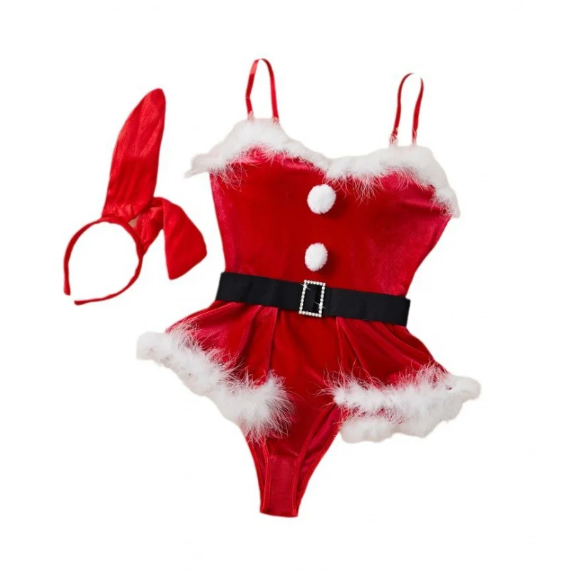 One-piece velvet bikini Christmas outfit cosplay bunny uniform sexy underwear suit