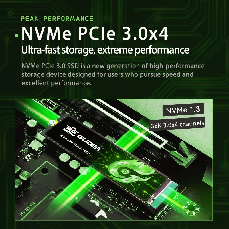 GUDGA SSD مع Dram Cache M2 512GB M.2 2280 محرك الأقراص الصلبة الداخلي PCIe 3.0 × 4 3500mb/s القرص الصلب TLC لأجهزة الكمبيوتر المحمول