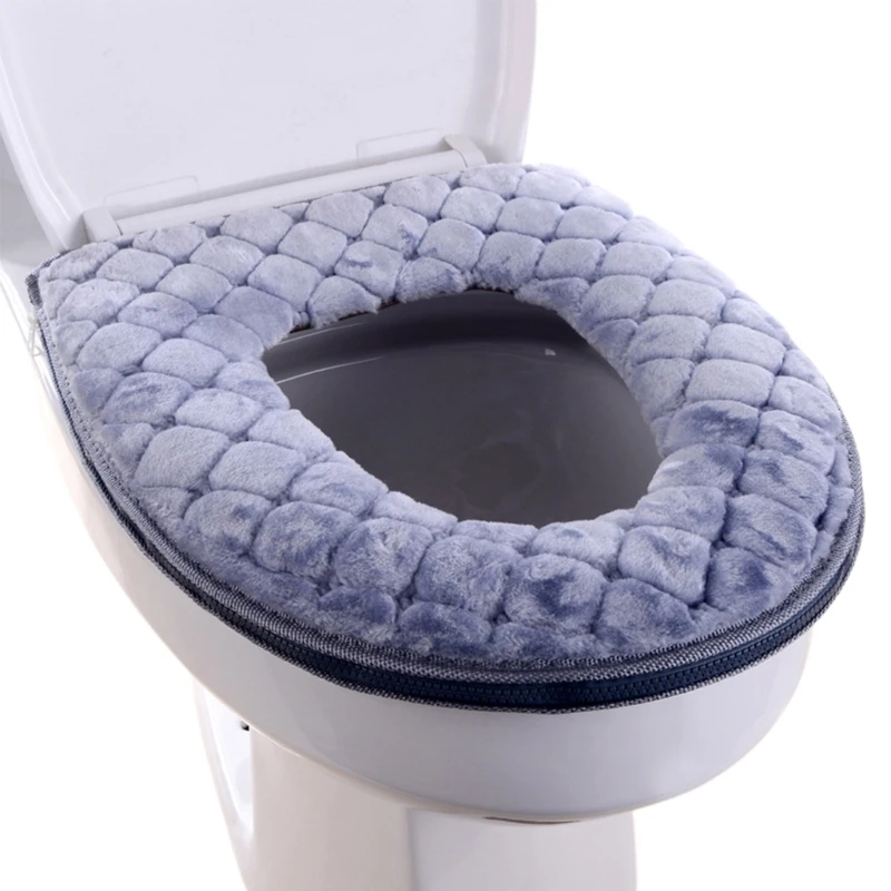 Toilet Seat Cover Pad Soft Toilet Seat Cushion Toilet Seat Warmer Washable Toilet Seat Cover Mat with Zipper Closure