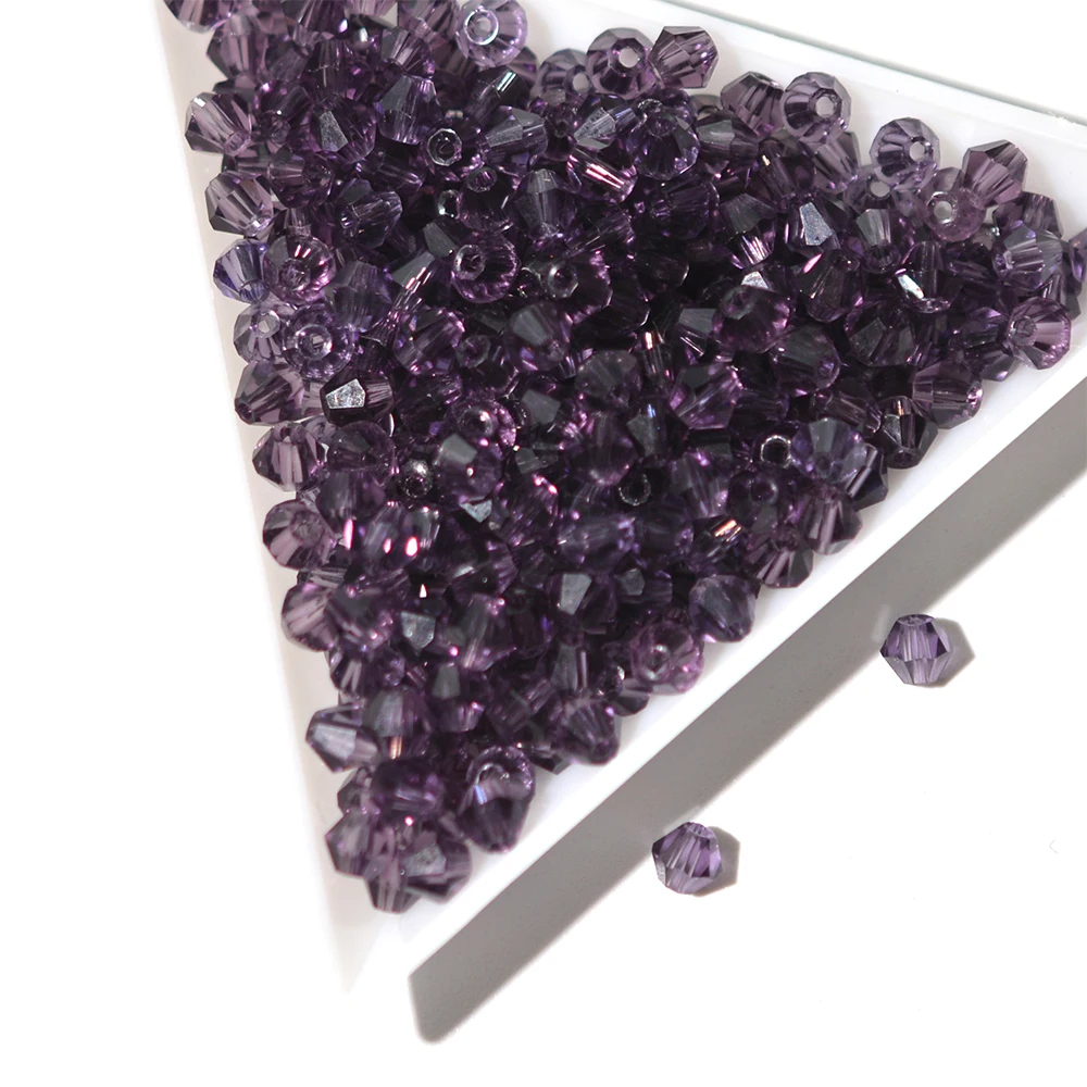 100pcs 4mm Bicone Shape Austrian Crystals Beads Spacer Loose Beads for DIY Jewelry Bracelet Necklace Making Accessories