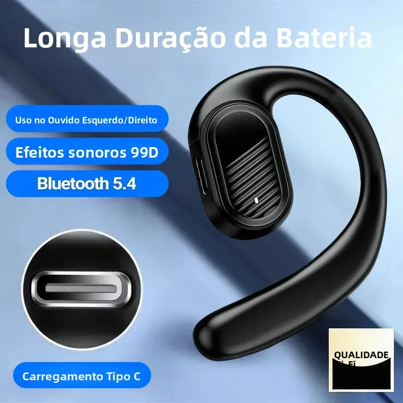 Fone de Ouvido Sem Fio Bluetooth 5.4 Universal Esquerdo/Direito com Microfone para Esportes, Negócios e Música - Sistema Estéreo 99D