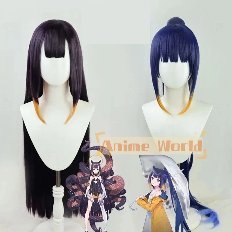 VTuber Ninomae Ina’nis Wig Hololive English Cosplay Youtuber Girls Gradient Purple Yellow Long Straight Heat Resistant Hair