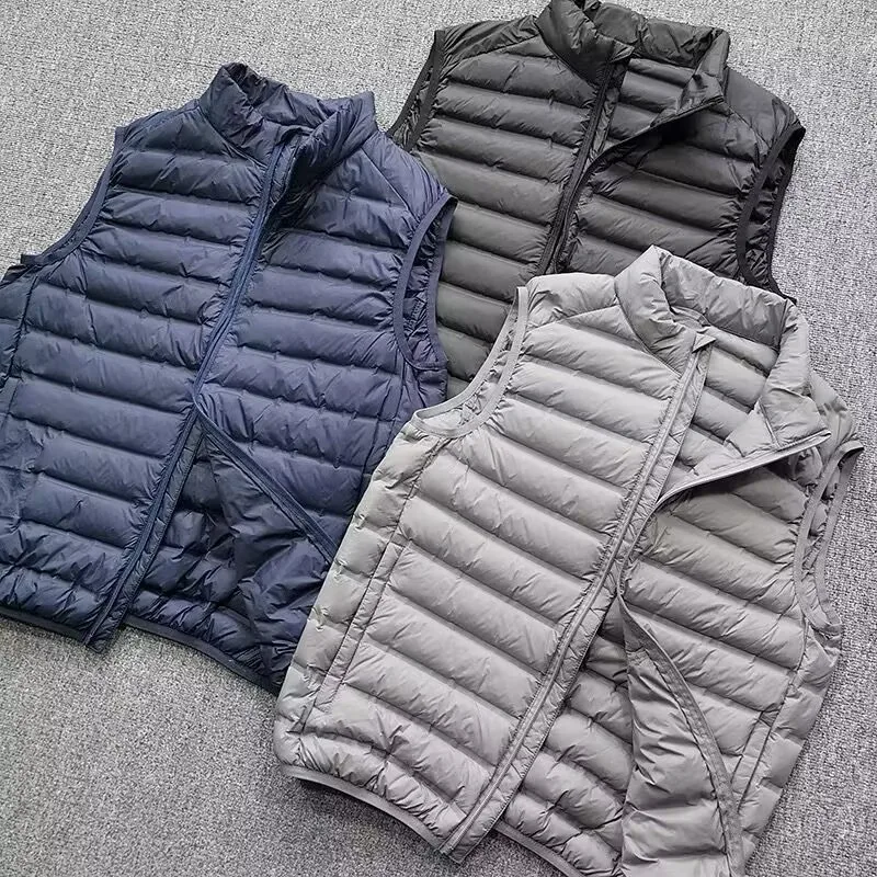 2025 Light and Thin Down Jacket Men's Vest Casual Warm Loose Inside and Outside Wear Autumn and Winter Basic Vest Mens Jacket
