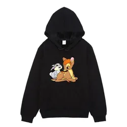 Bambi Prints Cartoon Mens Hoodies Kawai Pattern Male Sweatshirts Long Sleeves Hoodie Autumn Fun Anime Pullover Clothing