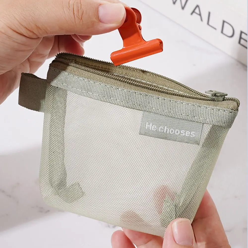 Change Storage Bag Clear Mesh Bag Lipstick Cosmetic Bag Data Cable Storage Bag Mini Coin Purse Sanitary Napkin Storage Bag