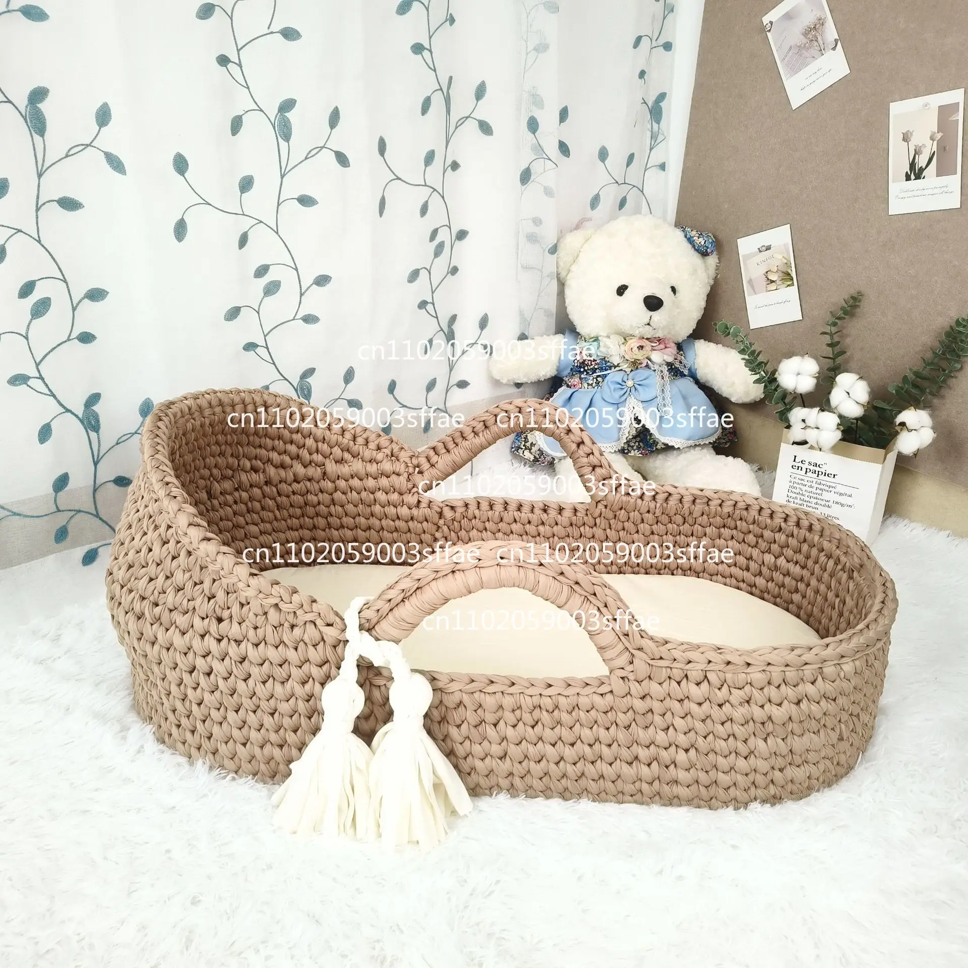 Cradle Handheld Frame Cotton Rope Woven Crib Cloth Strip Woven Newborn Handbasket