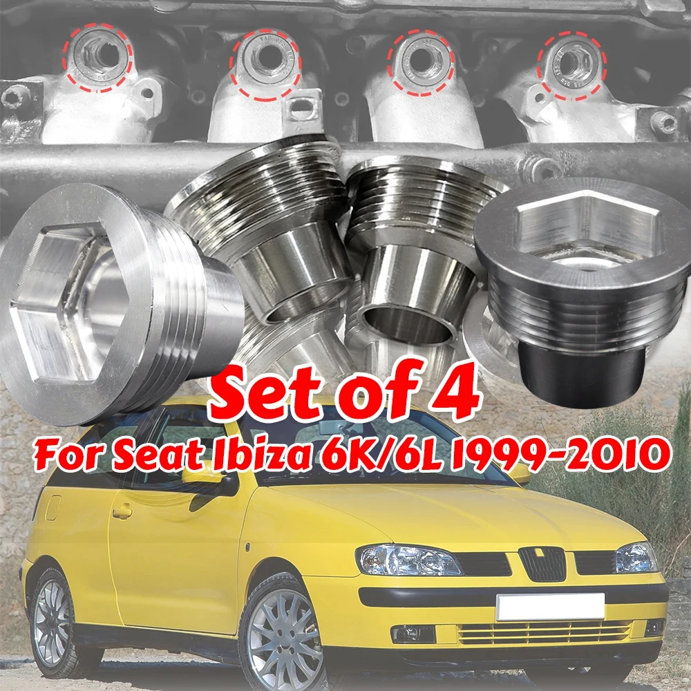 4X Fuel Injector Insert For Seat Ibiza 6K 6L Upgrade Aluminum Cup Seat Car Replacement Parts 1999 2000 2001 2002 2003 2005-2010