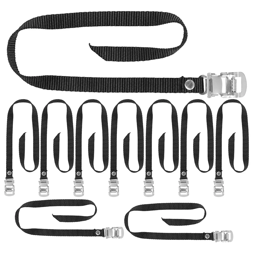 

10Pcs Bike Pedal Straps Adjustable Sturdy Metal Alloy Anti-Slip Universal Fit for Mountain Fixed Gear Exercise Bikes Cycling