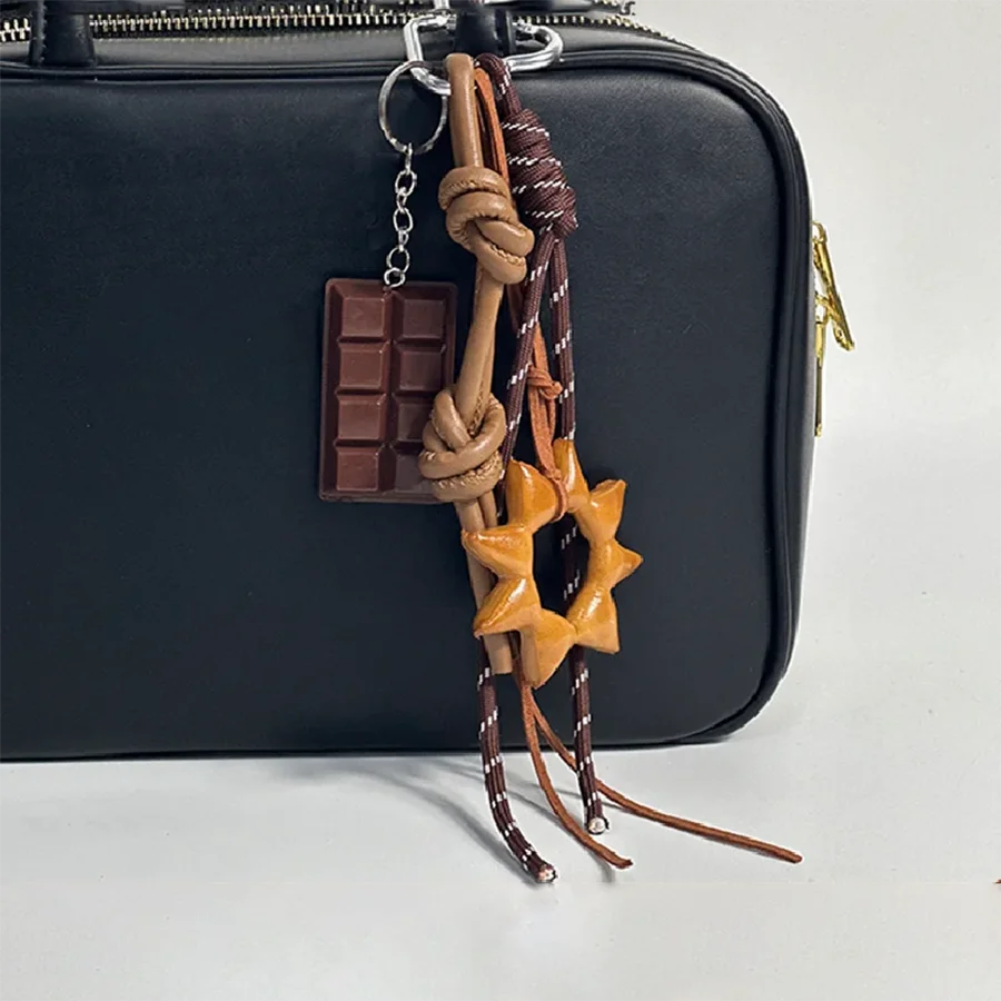 

Trend Charm Bag Pendant Luxury Chocolate Alkali Water Bread Sun Brown Ornament Keychain Fashionable Accessories Birthday Gift
