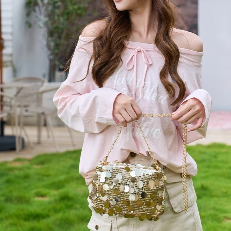 Bolsos cruzados brillantes con - Women Bags Golden reseña y precio