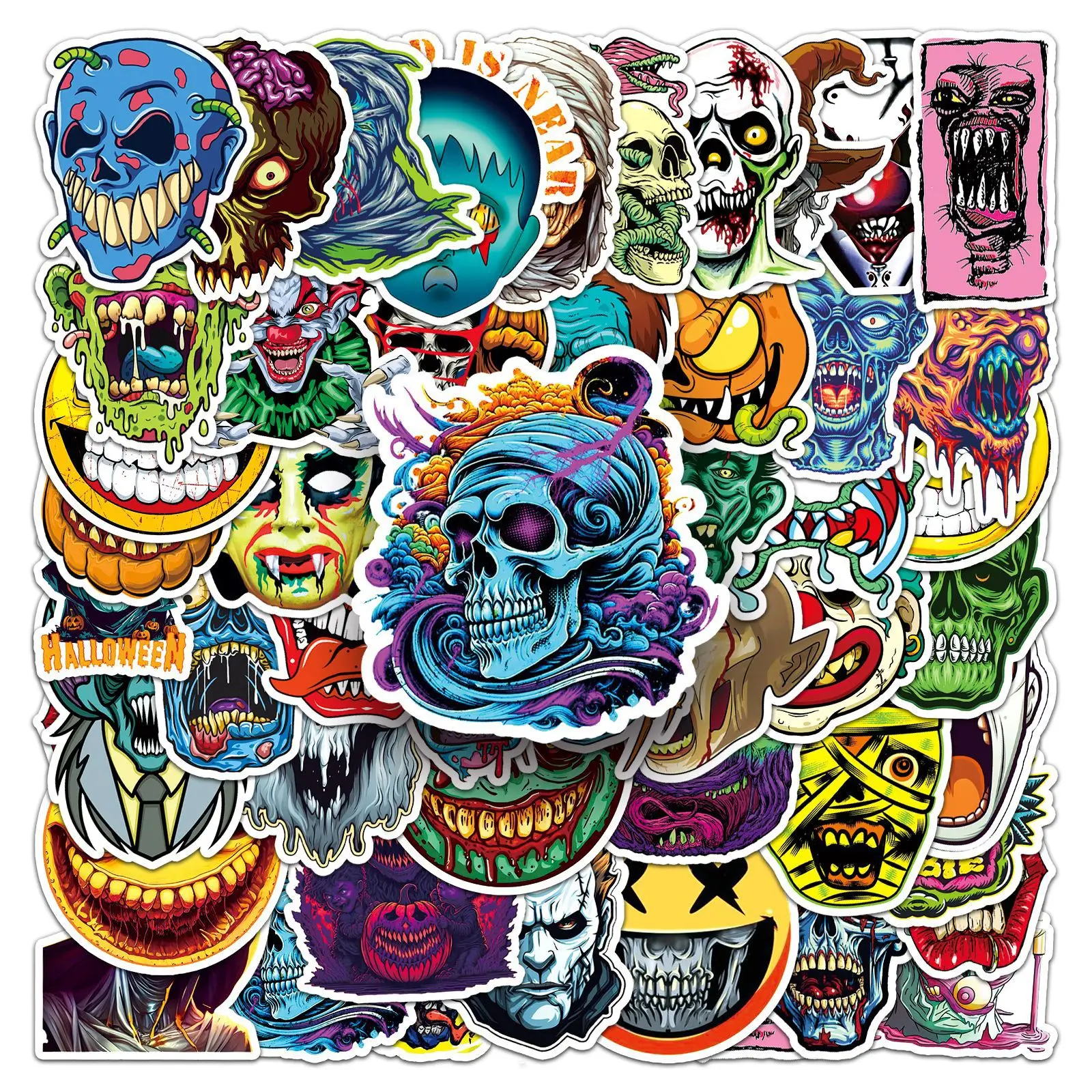 50Pcs Horror Ghost Face Series Graffiti Stickers Suitable for Laptop Helmets Desktop Decoration DIY Stickers Toys Wholesale