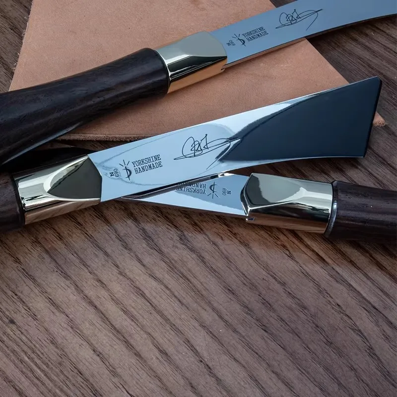 

YORKSHINE N690 Mirror-Polished Leather Skiving Knife - Professional Edge Thinning & Beveling Tool for Leathercraft