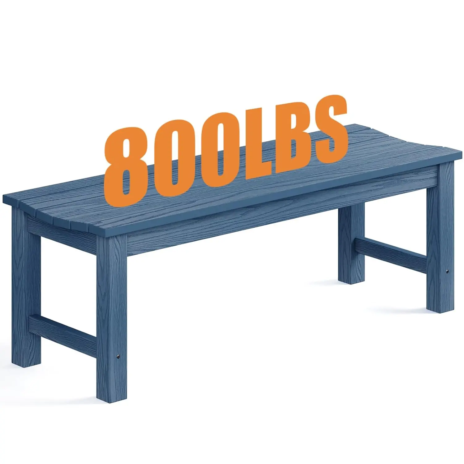 Banc de jardin sans dossier, résistant aux intempéries, 2 places, 800 lb, pour cour, véranda, terras