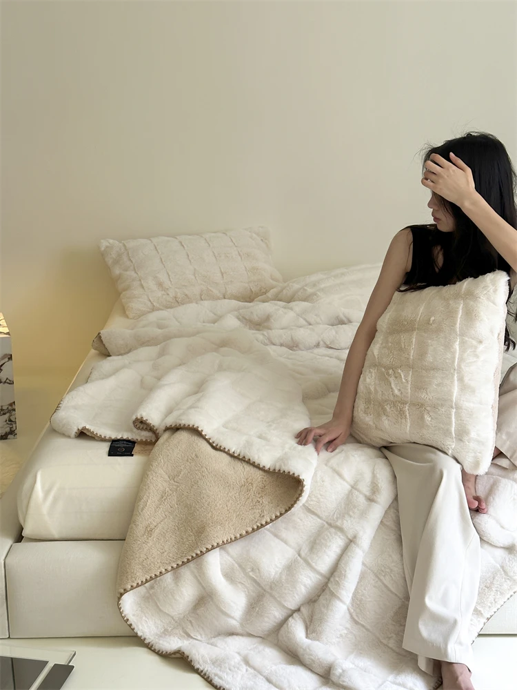 

Утолщенное одеяло из искусственного меха для односпального дивана, коралловый флис, теплое бархатное покрывало для двуспальной кровати, современный коврик-плед