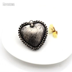 10Pcs Wholesale Soldered Heart Point Vintage Gift For Her Handmade Jewelry Antique Silver Color Tin Pyrite Pendant PM42829